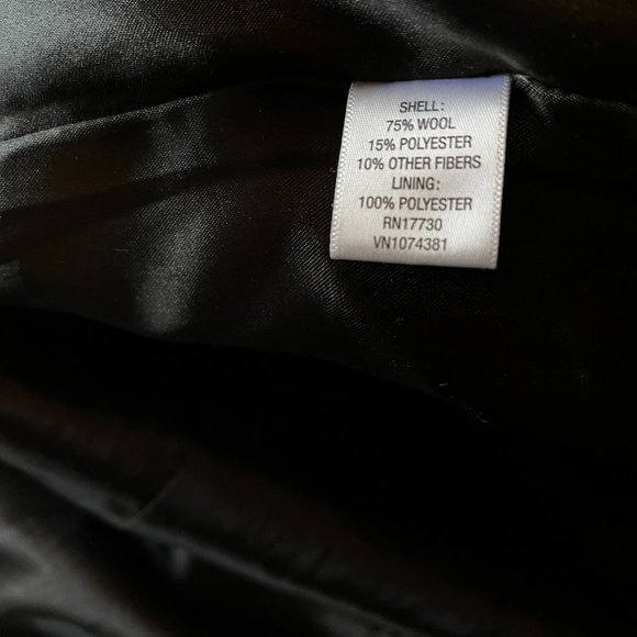 Long Black Women's Wool blend Coat - Picture 6 of 6